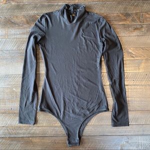 H&M SHEER BLACK LONG SLEEVE BODYSUIT W/ HIGH NECK